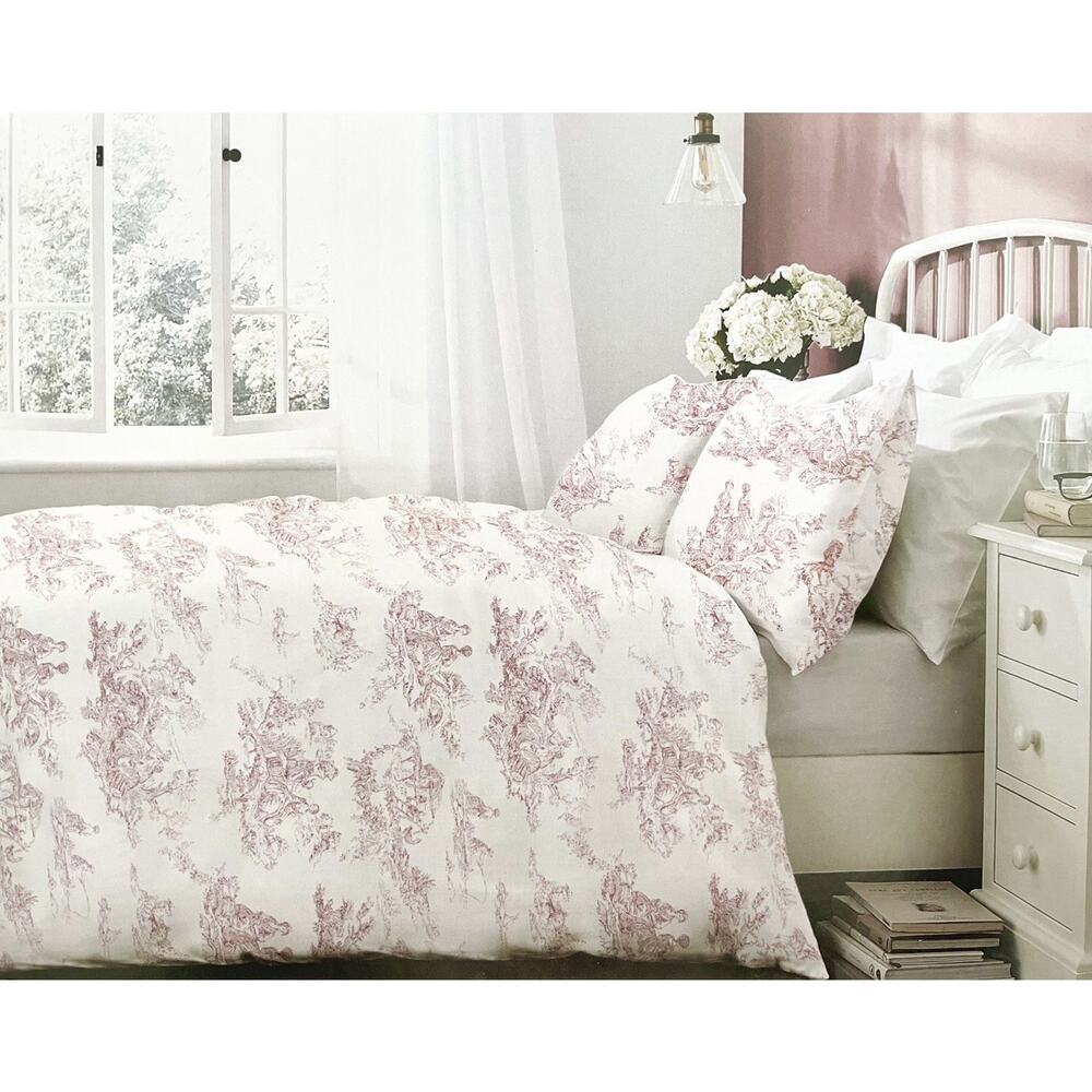 NEW Cabbages & Roses London Country Toile Cotton Duvet Set- Rose Pink, King Size